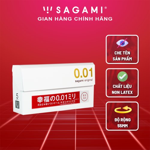 Bao cao su Sagami Original 0.01 mỏng vô hình, mỏng nhất thế giới hộp 5 chiếc