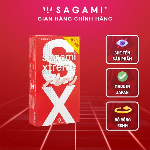 Bao cao su Sagami Xtreme Feel Long có gai tăng khoái cảm hộp 10 chiếc
